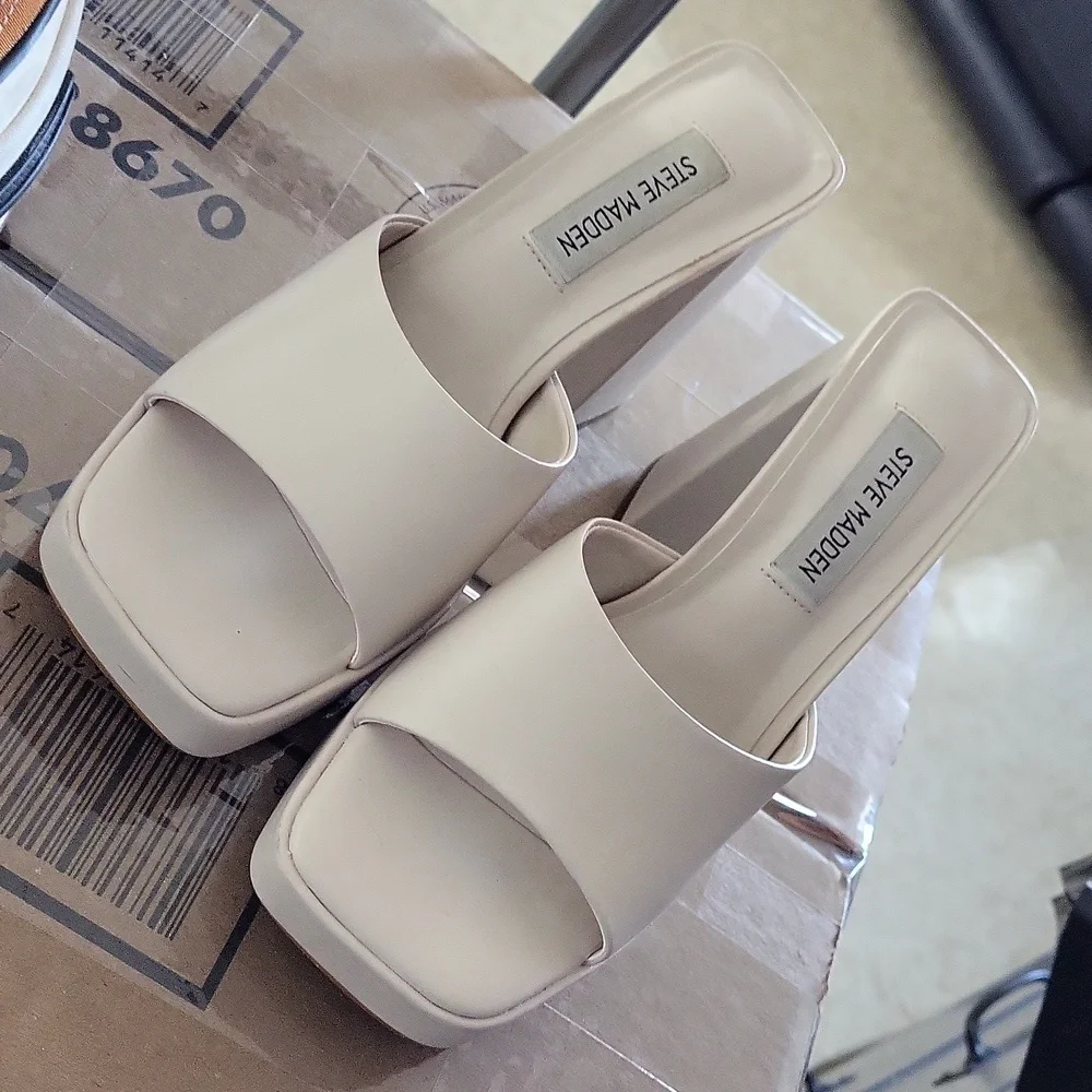 Steve Madden Platform Christo/criso2S1 Sandals 👡 Leather Upper - Picture 1 of 6